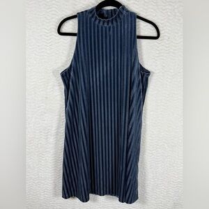Mudd Navy Velvet Soft Striped Dress. Size Large. Get that Y2K